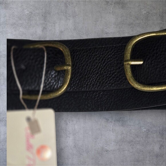 Belle Poque Black Stretch Leather Belt L LARGE. Womens Vintage Look - Picture 3 of 5